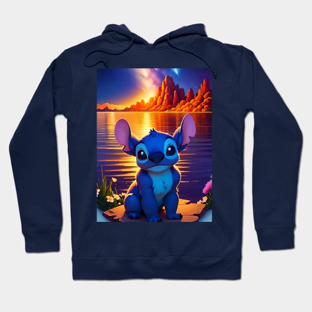 Stitch seascape Hoodie by cloudart2868